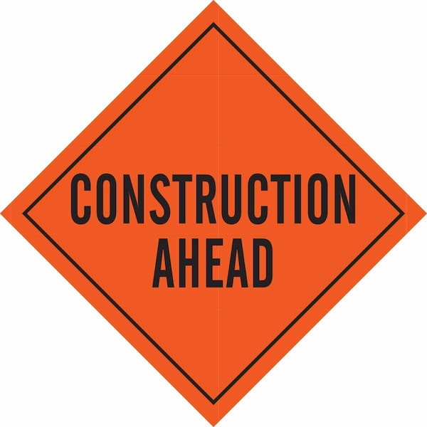Brady Roll-Up Road Construction Sign, 36 in Height, 36" Width, Vinyl, Diamond, English 56750 - main